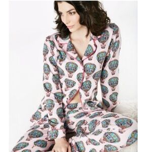 BedHead Long Sleeve Pajama Top Stretch Hot Air Balloons Print Small
